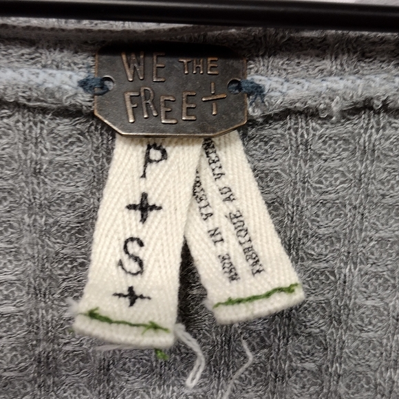 Free People Laguna Thermal Top Women's S Gray Boho Lagenlook Retro Casual Comfy - Picture 9 of 11